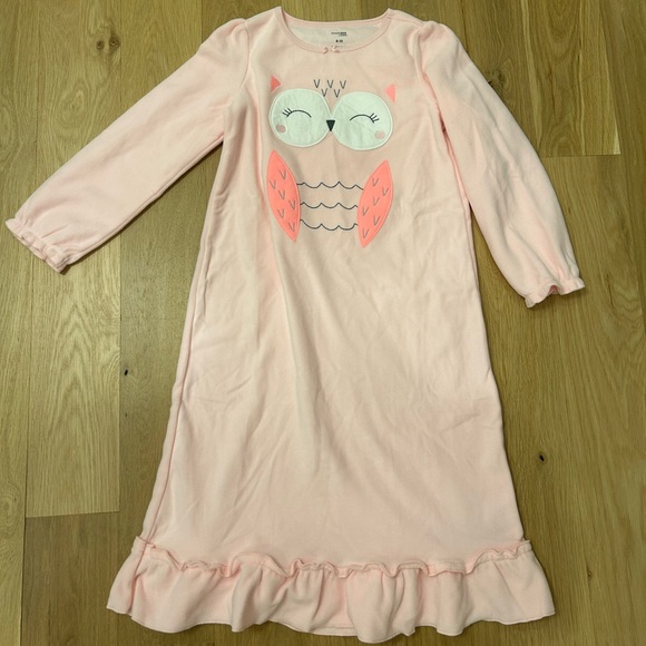 Simple Joys by Carters Pink Owl Nightgown Pajamas Size 8-10 - Picture 1 of 3